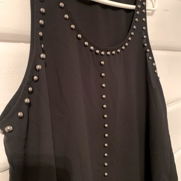 Black tank top embellished with silver beads - Picture 2 of 5
